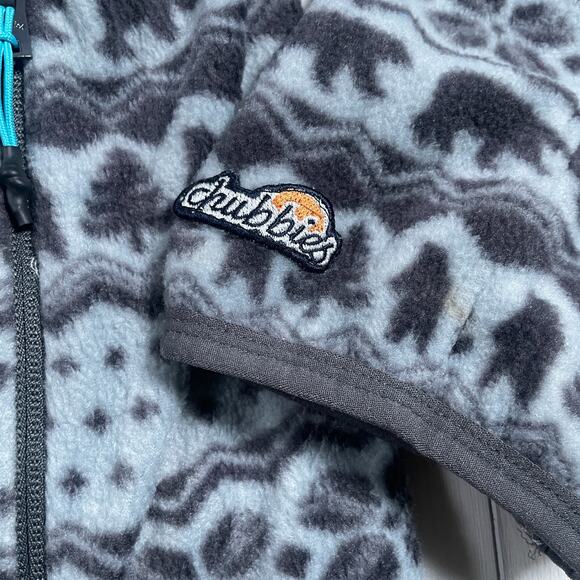 Chubbies Men’s XL The Bear Hug Quarter Zip Fleece Pullover Blue Grey Christmas - Picture 4 of 11